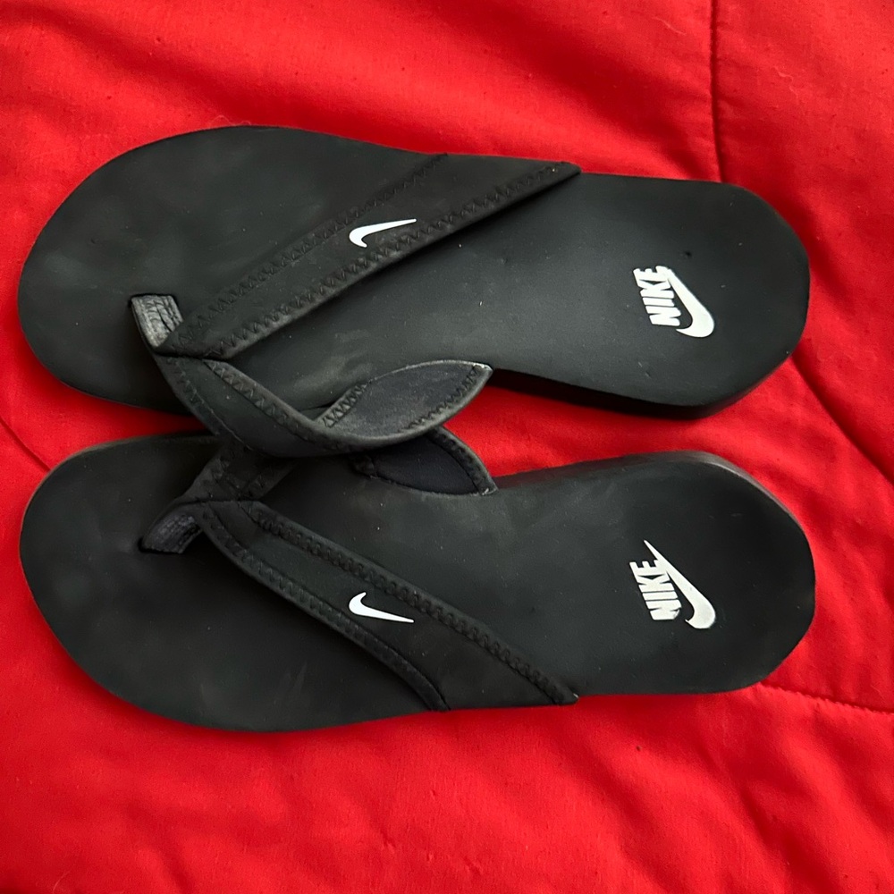 Nike Black Sandals with White Logo